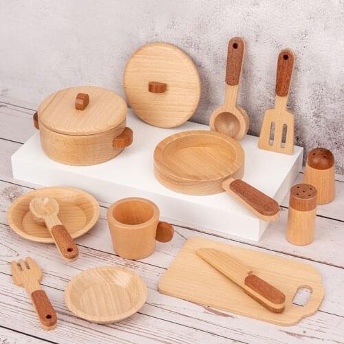 New Wooden Kitchen Toys Pretend Play Kids Kitchen Set Simulation Kitchenware Miniature Food Educational Toys For Kids Gifts