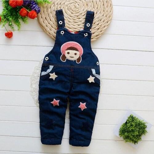Girls Denim Children Overalls Spring autumn Clothing Kids suspender trousers Girls cartoon Casual jeans 1-4 Y baby girls pants