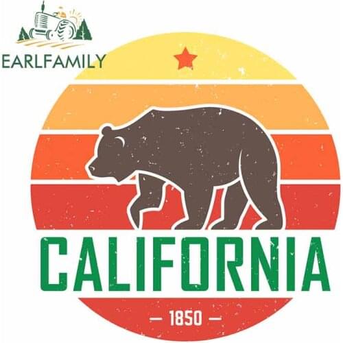 EARLFAMILY 13cm x 12.9cm for California T Shirt with Grizzly Motorcycle Stickers DIY Custom Printing 3D Waterproof Car Decal