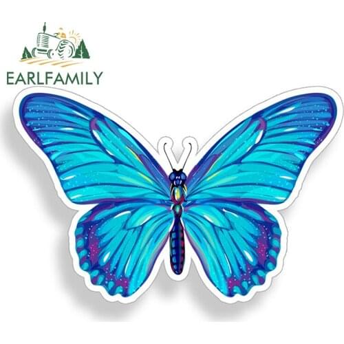 EARLFAMILY 13cm x 8.8cm for Blue Butterfly Sticker Funny JDM Car Stickers Waterproof Fashion Decals Window Trunk Decoration