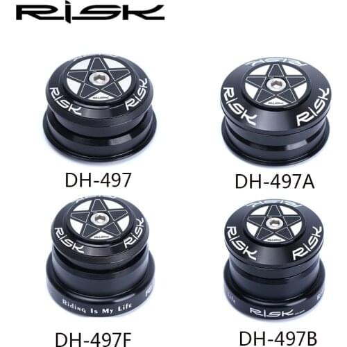 Risk 49.7mm MTB Downhill Bike Bicycle Headset Double Bearing Mountain Bike Parts for 28.6mm Straight Tube /1.5 inch Tapered Fork