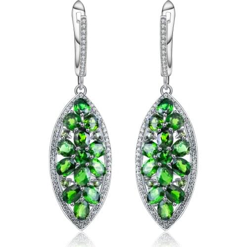 GEMS BALLET 5.45Ct Natural Chrome Diopside Earrings Pure 925 Sterling Silver Drop Earrings Fine Jewelry For Women Anniversary