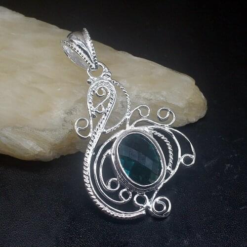 Gemstonefactory Jewelry Big Promotion 925 Silver Rare Stylish Green Topaz Women Ladies Mom Gifts Necklace Pendant 20213593