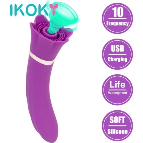 IKOKY Oral Sucker Vibrator Female Sexual Masturbator G Spot Dildo Massager Clit Nipple Stimulator Sucking Vibrator Erotic Adult