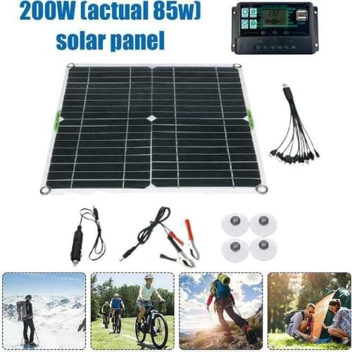 200W Solar Panel Kit 12V 10A-100A Caravan Boat Battery Charger DC Controller Male Cable Suction Cup Clip Electrical