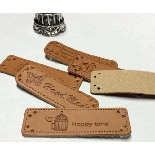 15 styles leather label 100pcs/set handmade Patchwork DIY Sewing label cloth Garment Customized mixed