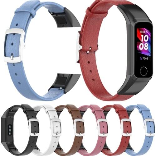 Leather Watch Band For Huawei Honor Band 4 5i Replacement Bracelet Strap watchband with Fashion silver buckle Sports Wristbands