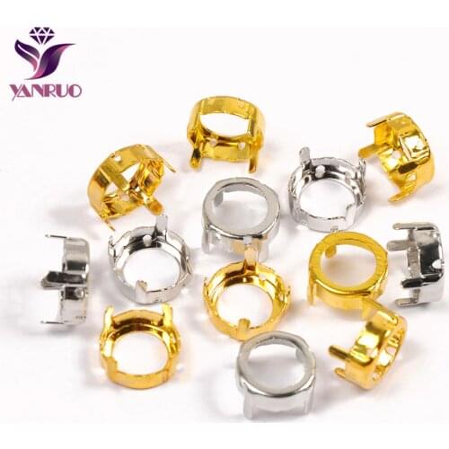 Round Rhinestones Claw Settings Silver Plating Aluminum Sewing Crystal Strass Beads Base Pedestal