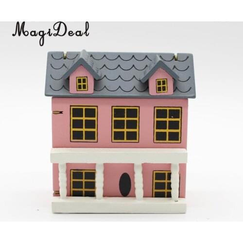 MagiDeal 1/12 Scale Mini Dollhouse Miniatures Villla Wood House Model for Bedroom Livingroom Decor Children Pretend Play Toy