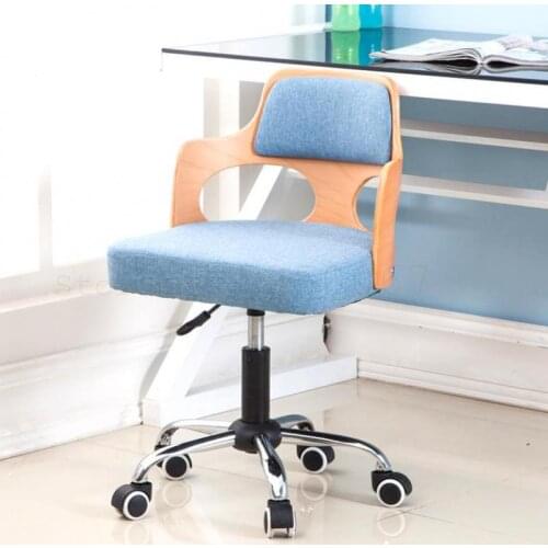 Solid Wood Lifting Small Family Desk Chair Modern Simple Computer Chair Compact Household Cowhide Office Staff Chair Swivel