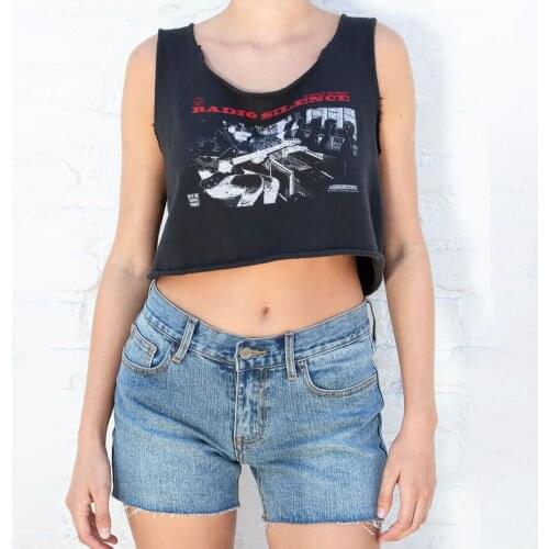 Vintage Classic Rock Graphic Tank Top Women 2021 Summer Cropped Cotton Ribbed Tee Vests Femme Casual Streetwear Y2k Tops Chic