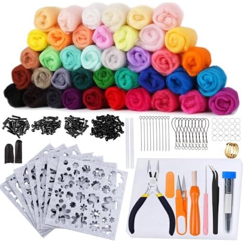 Nonvor Needle Felting Starter Kit, Starter Fabric Craft Yarn Roving DIY , and Supplies Wool Sewing Mold Needlework Accessories