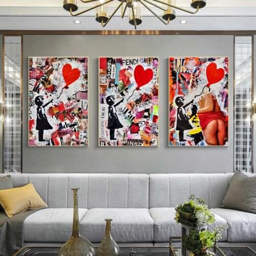 Wall Cuadros Girl Balloon Street Banksy Graffiti Art Canvas Prints Art Painting Wall Art Posters Prints Wall Pictures Home Decor