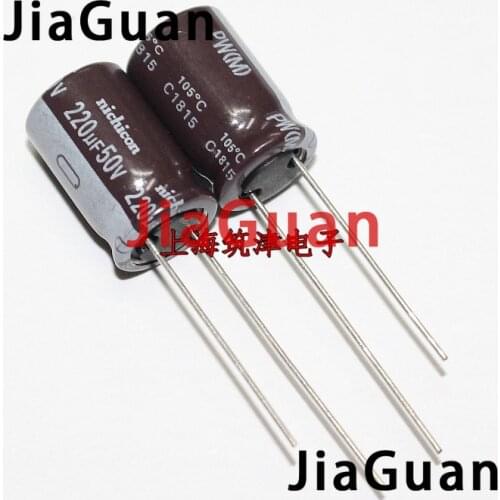 50PCS NEW NICHICON PW 50V220UF 10X16MM electrolytic capacitor 50V 220UF High frequency long life pw 220uF/50V