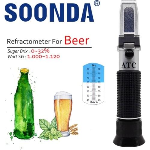 2-in-1 Original Refractometer For Beer Wine Brix Brewing Hydrometer Wort Specific Gravity 1.000-1.120,Sugar Brix 0-32% Test ATC