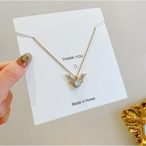 Simple Elegant Cute Deer Antlers Gem Pendant Necklace Women Fashion Party Jewelry Accessories Animal Necklaces