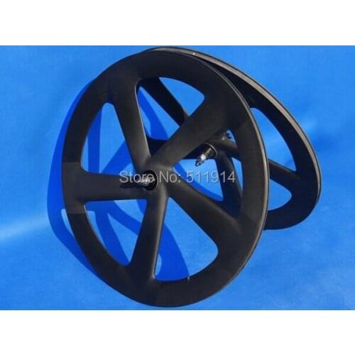 FLX-WS-CW56 Full Carbon Matt Track Bike Bicycle Five Spokes Clincher Wheelset Front + Rear Wheel Set