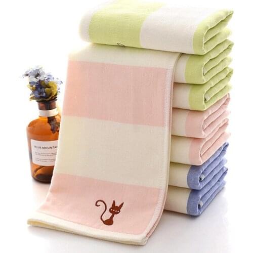 Striped Towels Simple Face Towel Plain Color Soft Cotton Home Hotel Spa for Adults Kids Thick Asciugamano Recznik Serviette