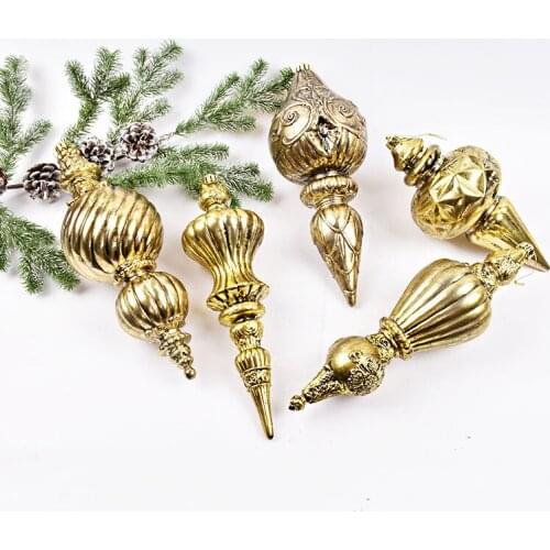 Christmas Decorations Christmas Window Ornaments 30CM Antique Gold Silver Double Pointed Gourd Shape Decoration Pendant