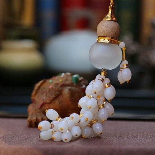 Crystal Figurine Gourd Pendant Glass Car Hanging Ornaments Fengshui Crafts Interior Decoration Accessories