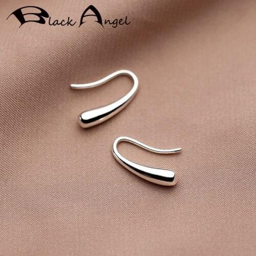 BLACK ANGEL Minimalist 925 Sterling Silver Stud Earrings for Women Student Trendy Water Drop Elegant Rose Gold Bride Jewelry