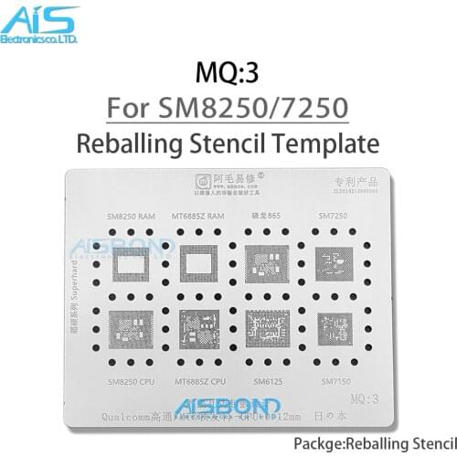 Amaoe MQ3 BGA Reballing Template Stencil For SM6125 SM7150 SM7250 SM8250 RAM MT6885Z SDM865 CPU IC Chip Tin Plant Net