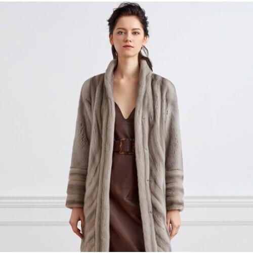 FURSARCAR 2021 Real Fur Natural Mink Furs Coat Women Winter Thick Warm Overcoat Luxury High Street Style Primary Color Clothes