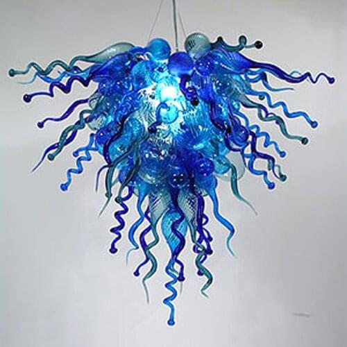 Contemporary Blue Chandeliers LED Light Source European Pendant Lamps Italian Fashion Hand Blown Glass Chandelier for Home