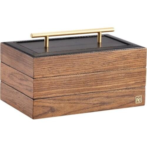 New wooden jewelry box with handle, three-layer storage, jewelry manager, carrying box, womens ring, necklace box CY51611