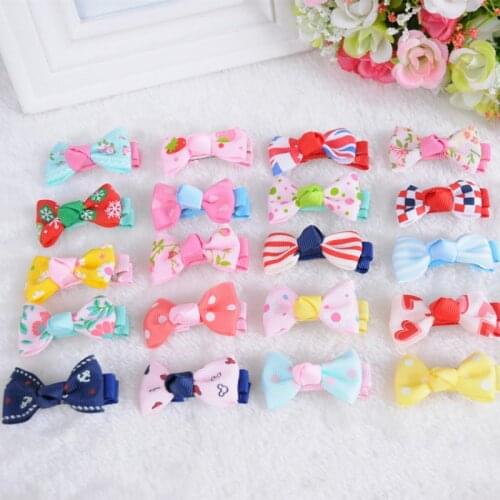 20Pcs/lot Lovely Cartoon Hair Clip Candy Color Bow Hairpins Hair Clip for Girl Kids Children Duckbill Hairpin Color Randomly