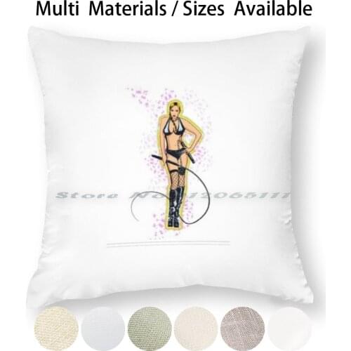 Femdom Pin Up Woman Pillow Case Throw Pillow Cover Cotton Linen Flax Femdom Dominatrix Mistress Slave Pain Dominatix Latex