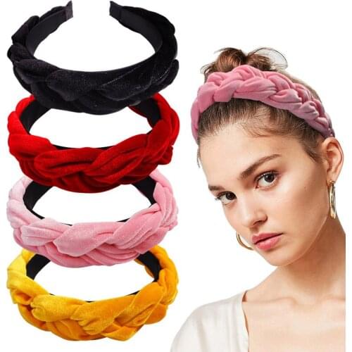 2019 Vintage Cross Braid Velvet Hair Bands For Women Wool Headband Girls Hair Accessories Hoop For Hair Clips bandeau cheveux