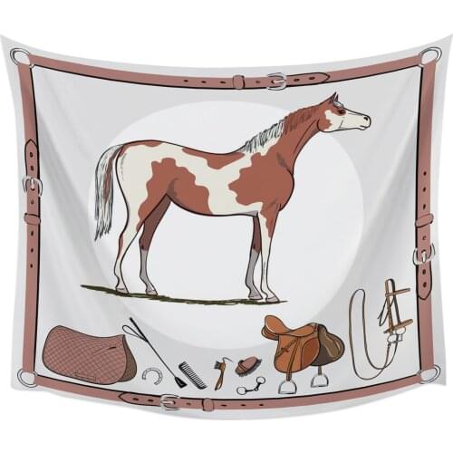 Animal Horse Saddle Leather Belt Wall Tapestry Home Wall Decor Bedroom Tapestry Wall Hanging Yoga Mat Picnic Mat