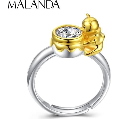Malanda Cute Little Bear Honeypot Gold Ring For Women New Fashion Top Zircon Open Rings Jewelry Girl Gift Accessories