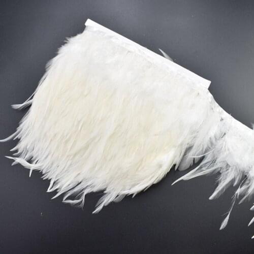 1Meters white rooster saddle feathers trim fringe plumas 8-10cm DIY natural feathers ribbon for Sewing Clothing Party decorative