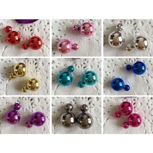 10 Pairs Metallic Color Acrylic Double Side Front and Back Post Ear Stud Earring