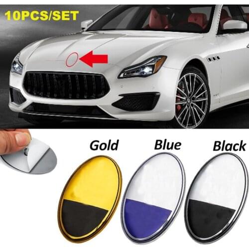 10pcs 4.5cm*7.5cm Car Logo Front Hood Emblem Badge Decals Sticker for Maserati Levante Quattroporte Ghibli Turismo Cabrio GC GT