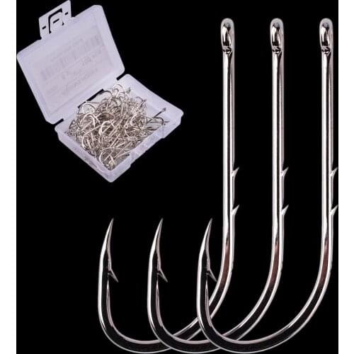 100pcs/ Box Hooks for Live Bait Casting Fishing Double Backstab Hook 1#-10# Worm Barbed Hooks Pesca Fish Accessories