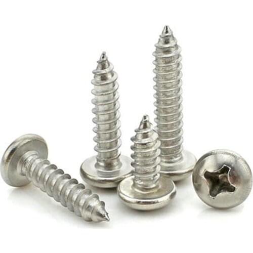 100pcs/lot PA Stainless steel round pan head philips self tapping screw M1 M1.2 M1.4 M1.5 M1.6 M1.7 M2 M2.2 M2.3 M2.6 M3