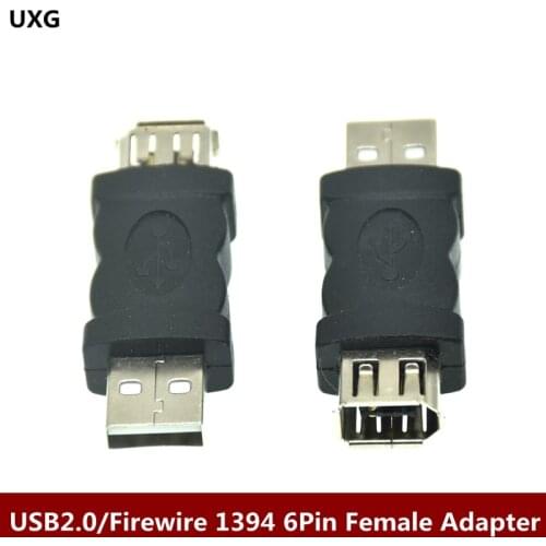Firewire IEEE 1394 6 Pin Female to USB 2.0 Type A Male Adaptor Adapter Cameras Mobile Phones MP3 Player PDAs Black