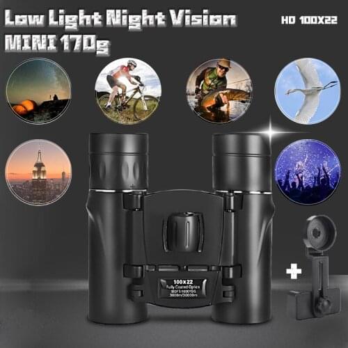 BAK4 FMC 100x22Mini Telescope High Quality Powerful Folding Binoculars Long Range Professioal Zoom Optics Telescope for hunting