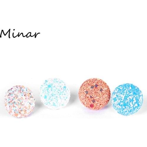 Shiny Round Glitter Stud Earrings For Woman Summer Earrings Pink White Sparkle Sequins Button Shape Geometric Earrings Circle