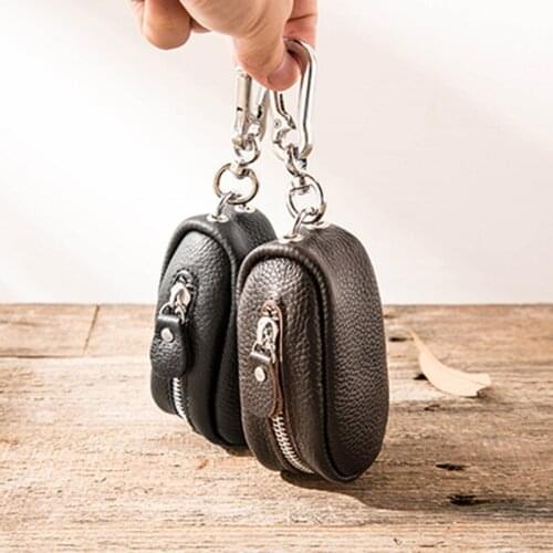 Large-capacity Key Bag Handmade Mens Leather Waist Hanging Coin Purse Mens And Womens First Layer Cowhide Car Key Chain
