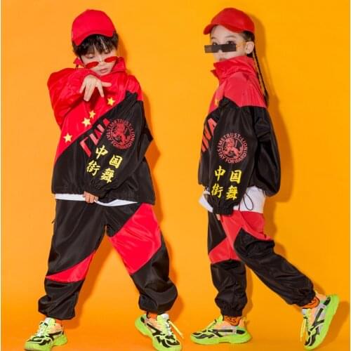 Jazz Dance Costumes For Kids Long Sleeve Hip Hop Street Dance Rave Outfit Performance Clothes Kids Practice Dancing Wear DC2903