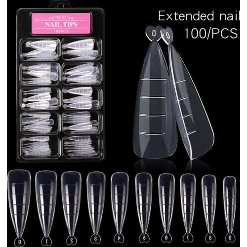 Stiletto Dual Forms Nail Forms Nail Extension System for Poly Nail Gel Nail Mold Clear Full Cover False Nail Tips Acrylic