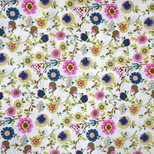 150CM Width Vintage white floral flower rose printed cotton fabric handmade patchwork Material