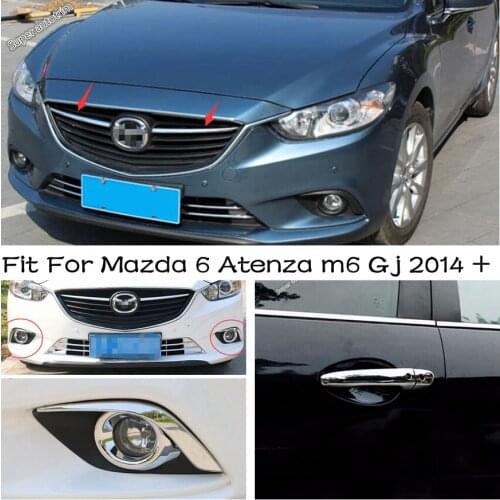 For Mazda 6 Atenza m6 Gj 2014 2015 Chrome Front Center Mesh Grille Grill Cover Trim Radiator Strips Molding Garnish Decoration
