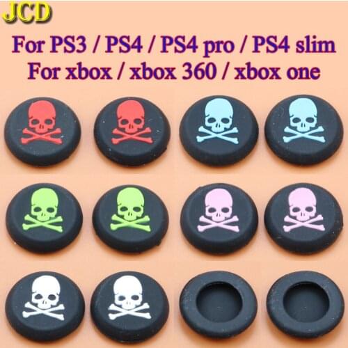 JCD 2pcs Skull Silicone Analog JoyStick Grips Cap for PS3 PS4 Pro / Slim Controllers JoyStick Cover for Xbox 360 / One