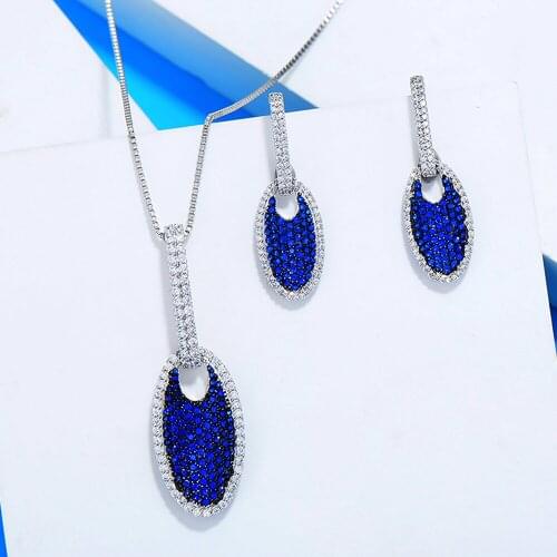KellyBola High Quality Fashion Long Chain Cute Oval Necklace Drop Earrings For Women Luxury CZ Party Weddings Jewelry Sets
