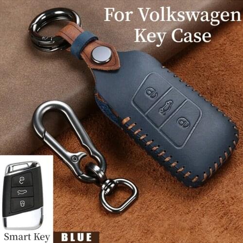 Retro Leather Car Remote Key Case Cover Holder Fob for Volkswagen VW Magotan Passat B8 Golf for Skoda Superb A7 Accessories
